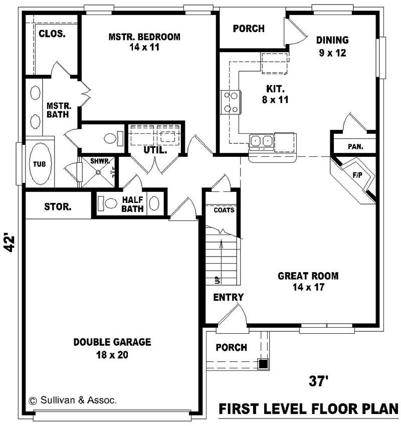 Floor Plan First Story of Country Plan #170-2856
