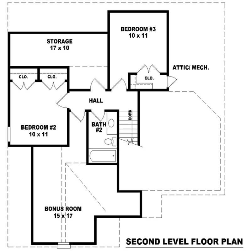 Floor Plan Second Story of Country Plan #170-2856