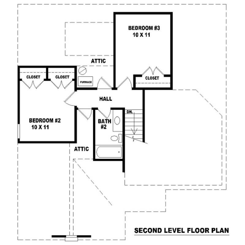 Floor Plan Second Story of Country Plan #170-2857