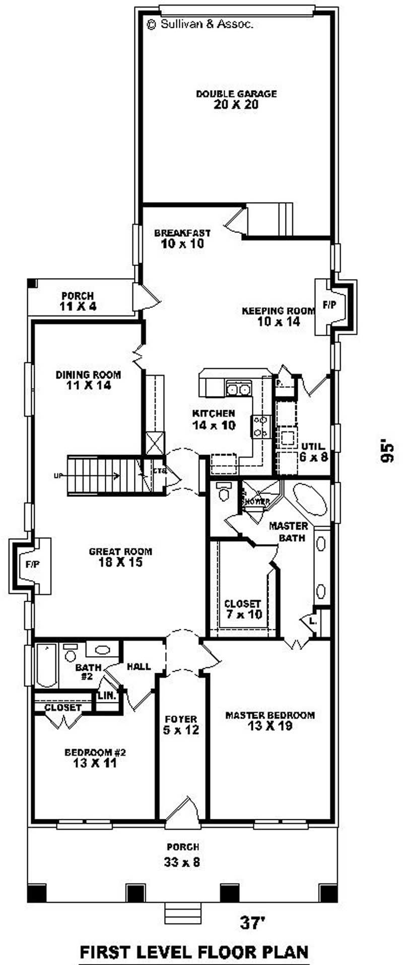 Floor Plan First Story of Craftsman Plan #170-2858