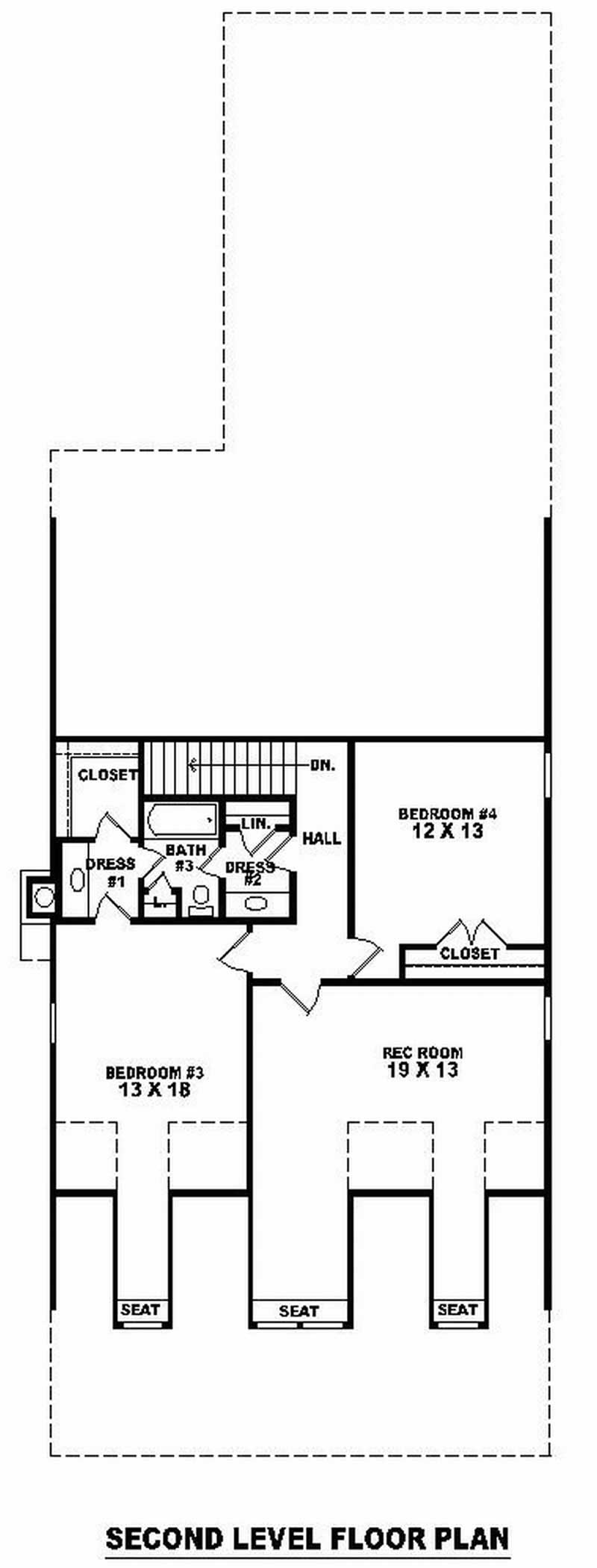 Floor Plan Second Story of Craftsman Plan #170-2858