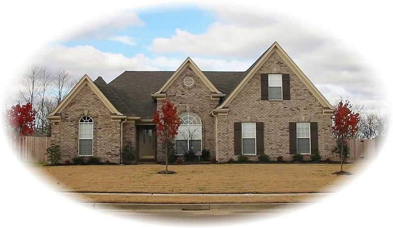 Front view of French home (ThePlanCollection: House Plan #170-2861)