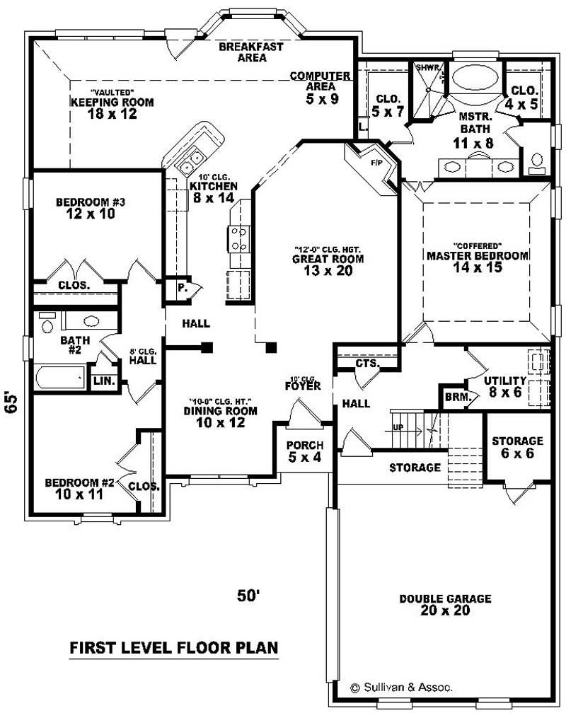 Floor Plan First Story of French Plan #170-2864