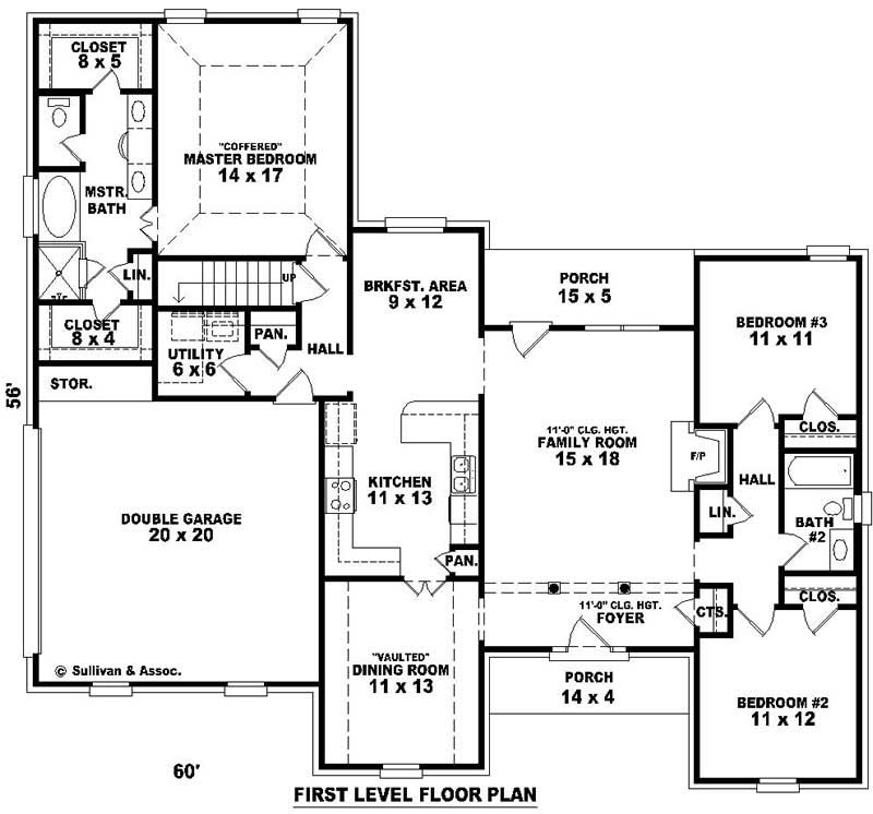 Floor Plan First Story of French Plan #170-2868