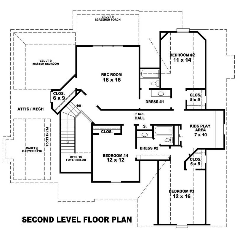 Floor Plan Second Story of Country Plan #170-2870