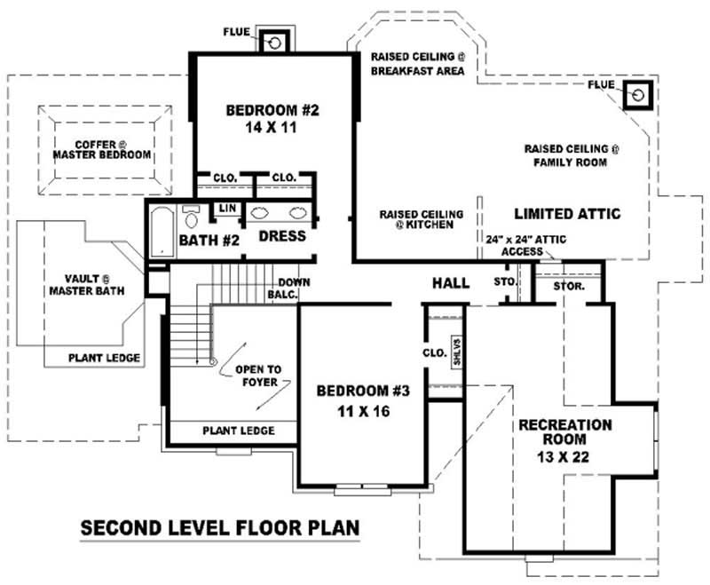 Floor Plan Second Story of French Plan #170-2872