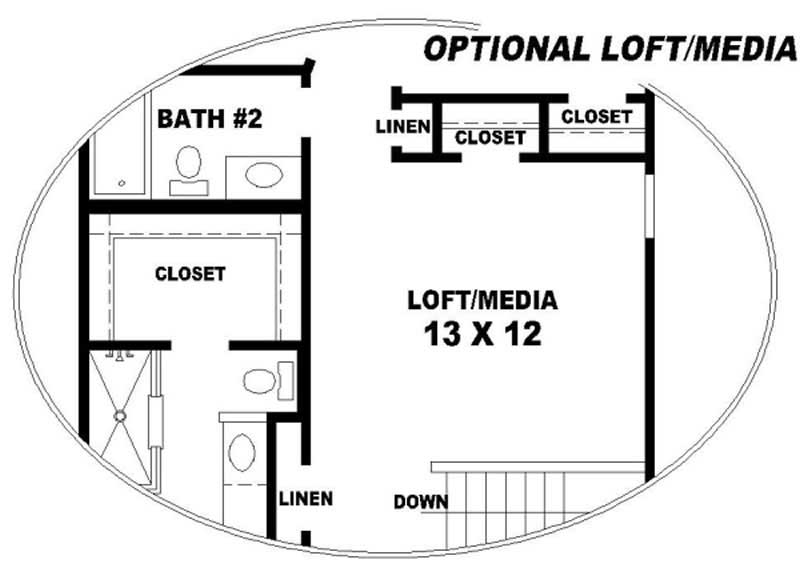 Loft of this 4-Bedroom, 1802 Sq Ft Plan - 170-2878