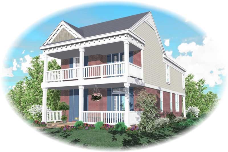 Front view of Country home (ThePlanCollection: House Plan #170-2884)