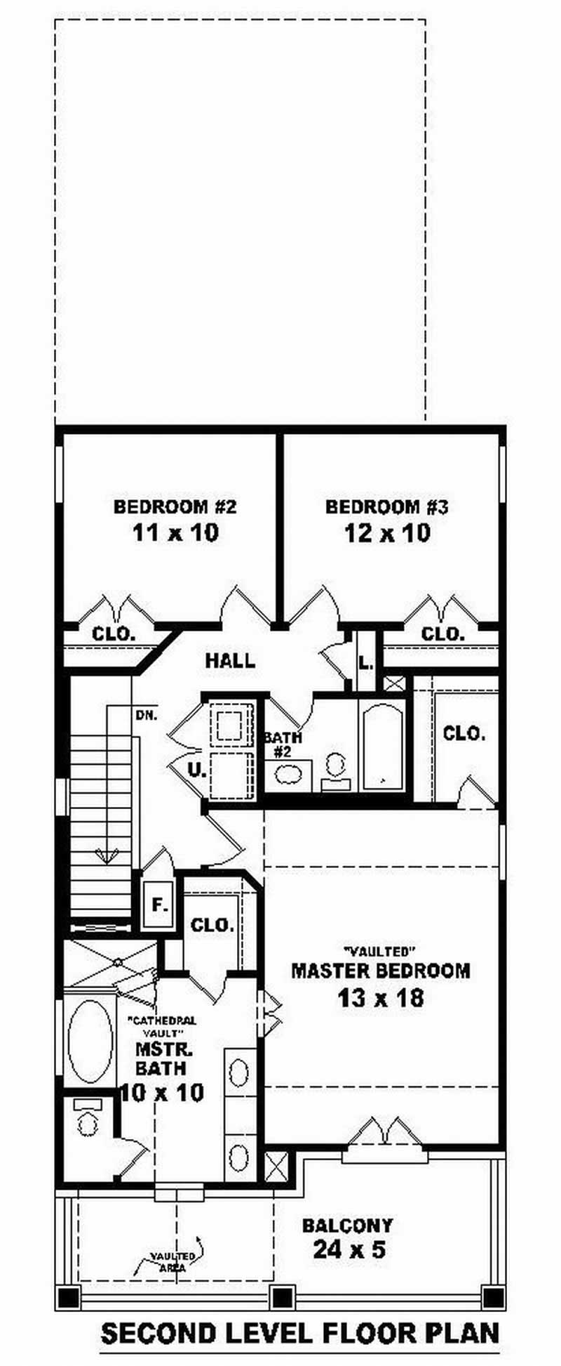 Floor Plan Second Story of Country Plan #170-2884