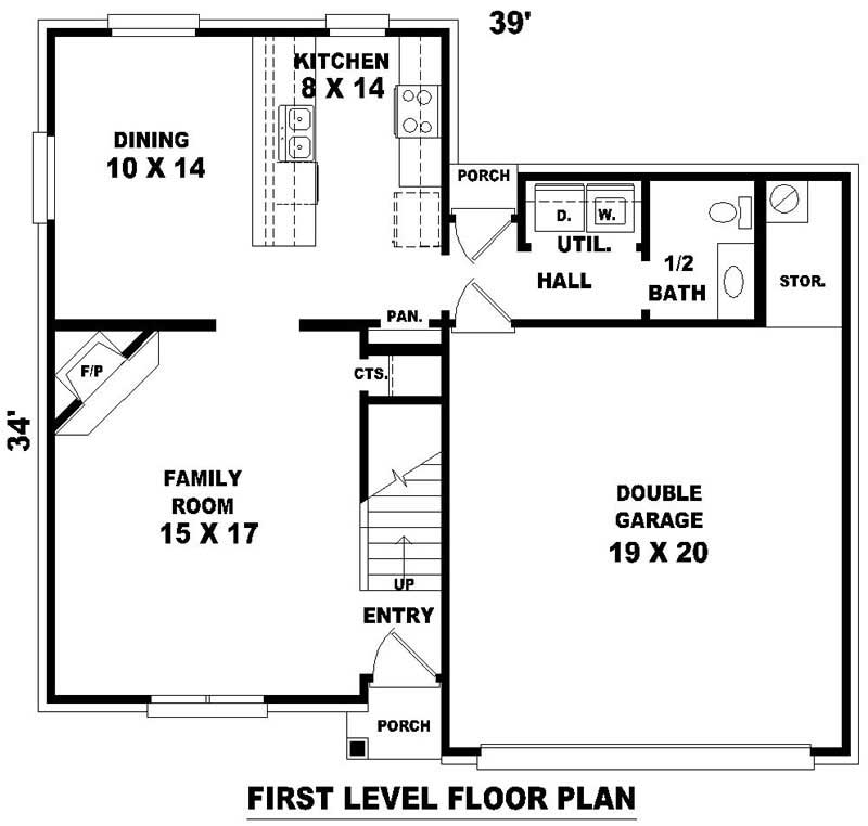 Floor Plan First Story of French Plan #170-2888