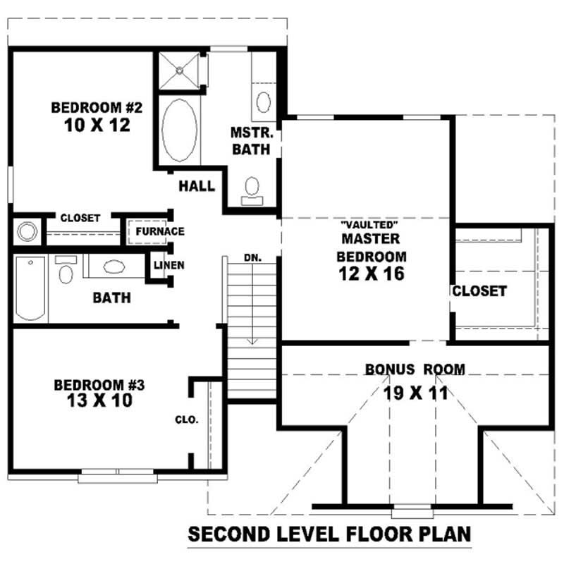 Floor Plan Second Story of French Plan #170-2888