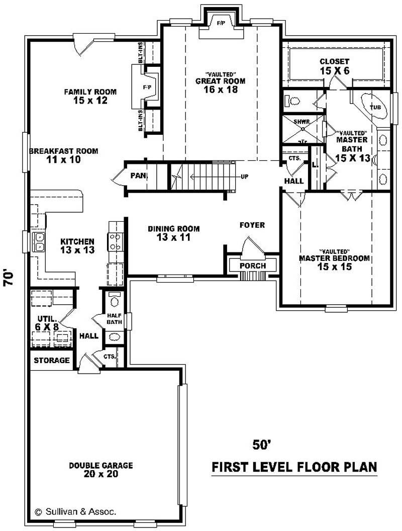 Floor Plan First Story of Country Plan #170-2901