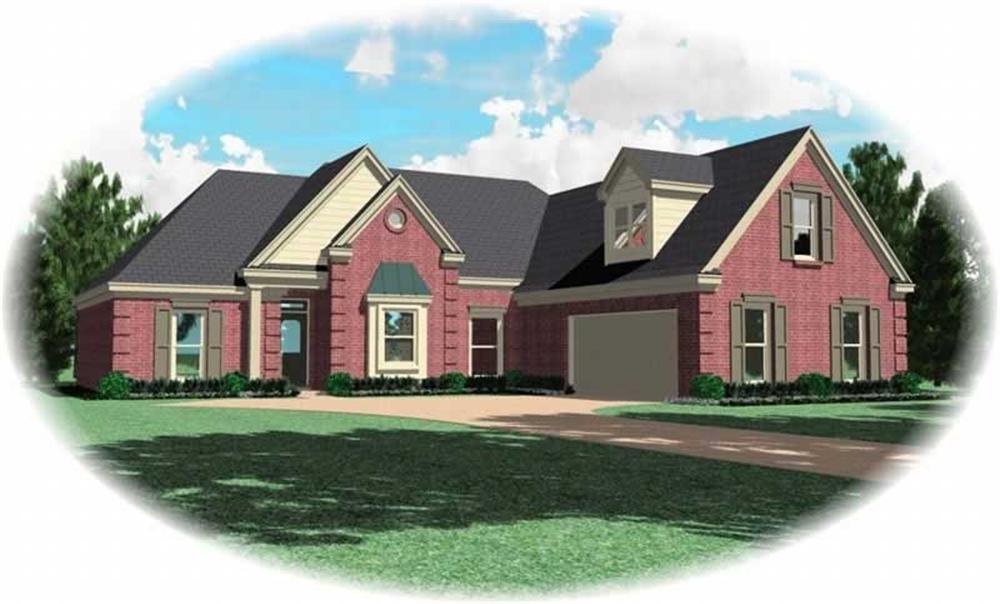Front view of Ranch home (ThePlanCollection: House Plan #170-2904)