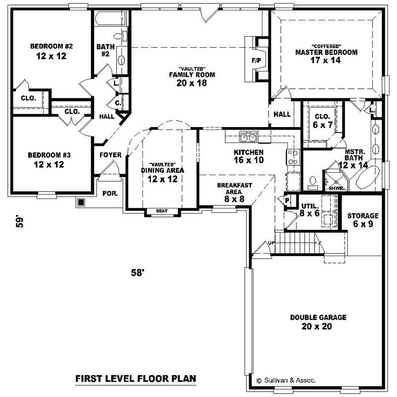 Floor Plan First Story of Ranch Plan #170-2904