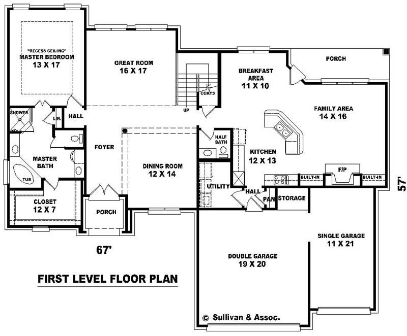 Floor Plan First Story of French Plan #170-2910