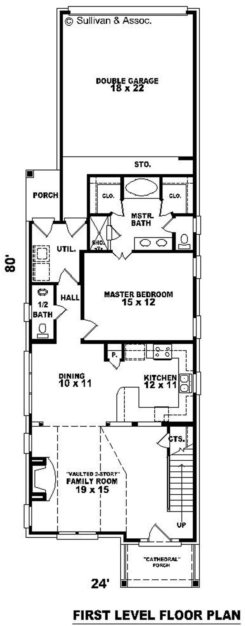 Floor Plan First Story of Cape Cod Plan #170-2913