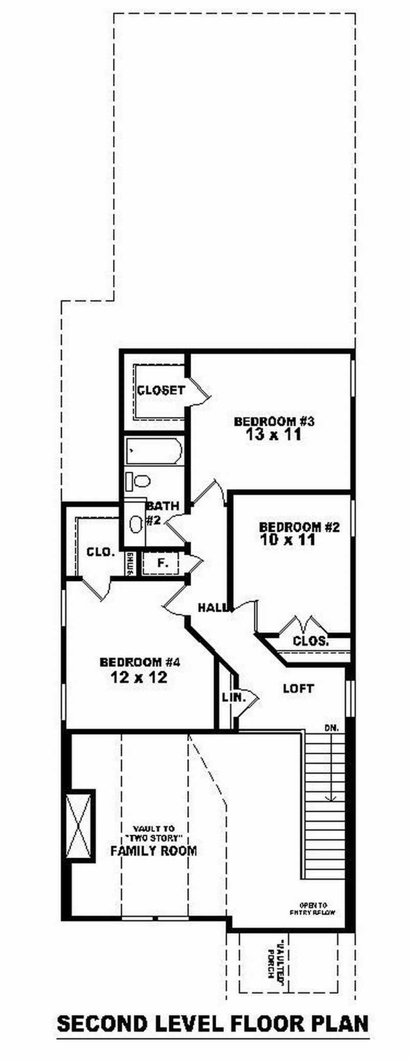 Floor Plan Second Story of Cape Cod Plan #170-2913