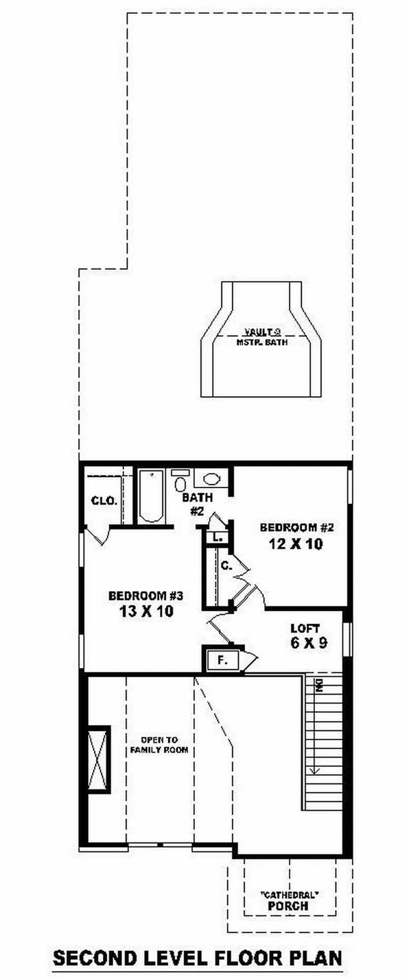 Floor Plan Second Story of Coastal Plan #170-2917