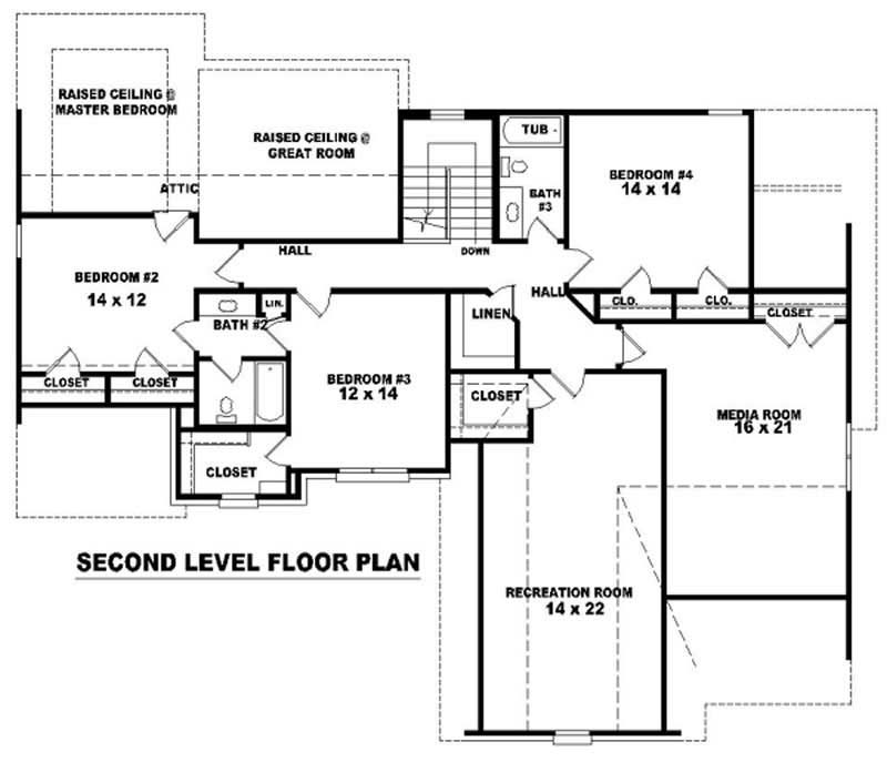 Floor Plan Second Story of French Plan #170-2922