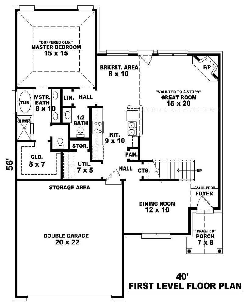 Floor Plan First Story of French Plan #170-2923