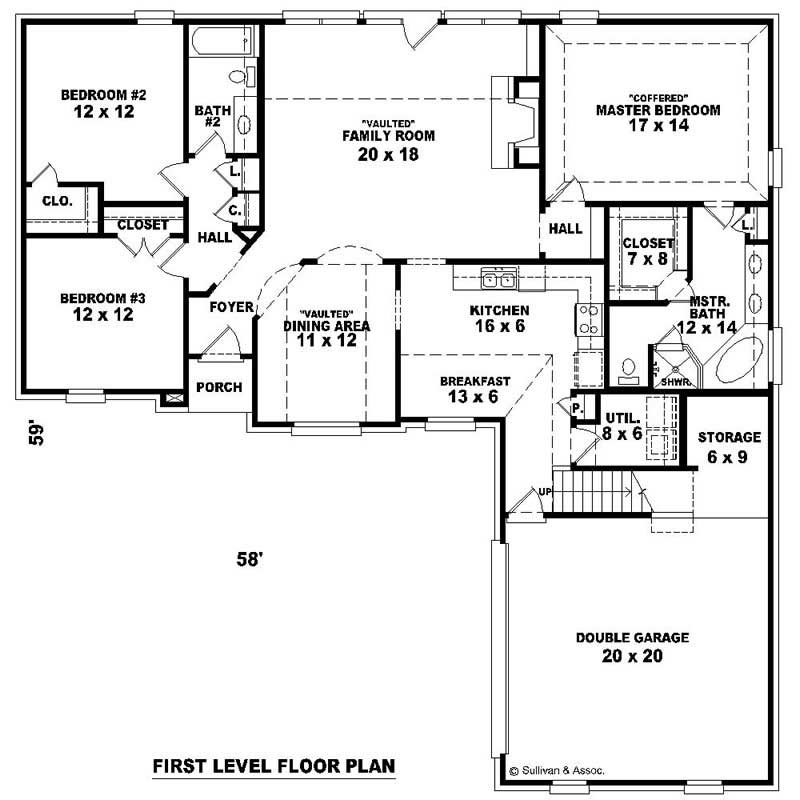 Floor Plan First Story of French Plan #170-2924