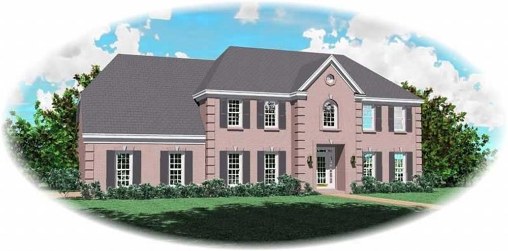 Front view of French home (ThePlanCollection: House Plan #170-2925)
