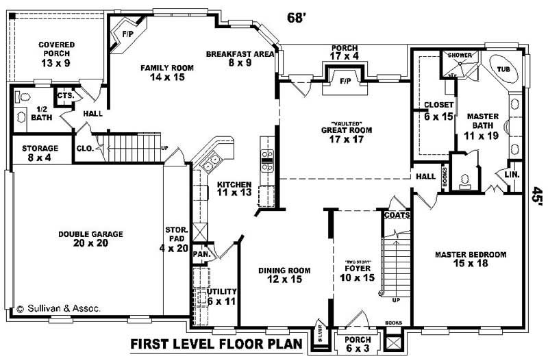 Floor Plan First Story of French Plan #170-2925