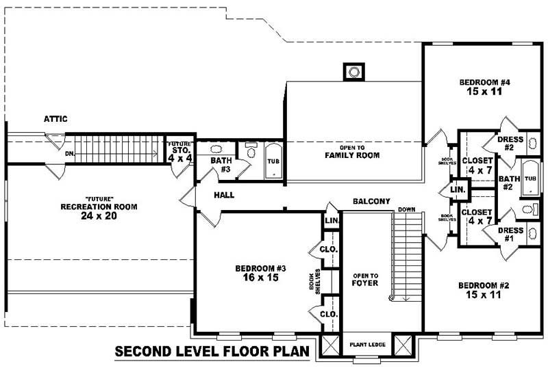 Floor Plan Second Story of French Plan #170-2925