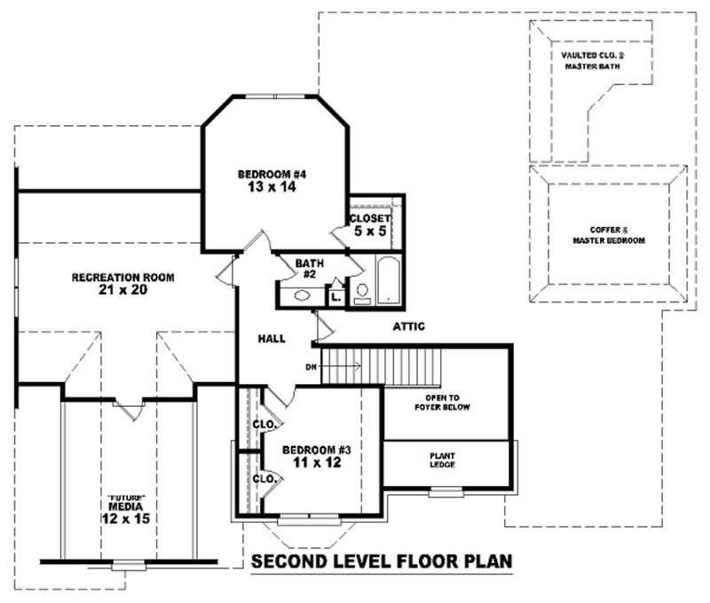 Floor Plan Second Story of French Plan #170-2928