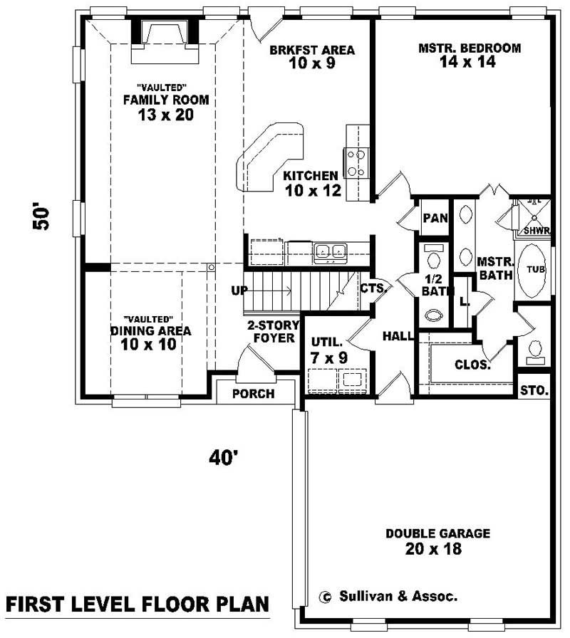 Floor Plan First Story of French Plan #170-2938