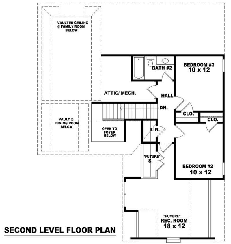 Floor Plan Second Story of French Plan #170-2938