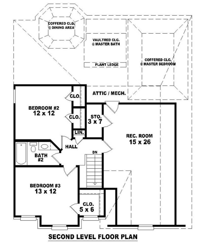 Floor Plan Second Story of Traditional Plan #170-2941