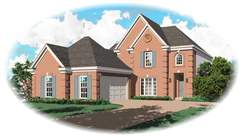 Front view of French home (ThePlanCollection: House Plan #170-2944)