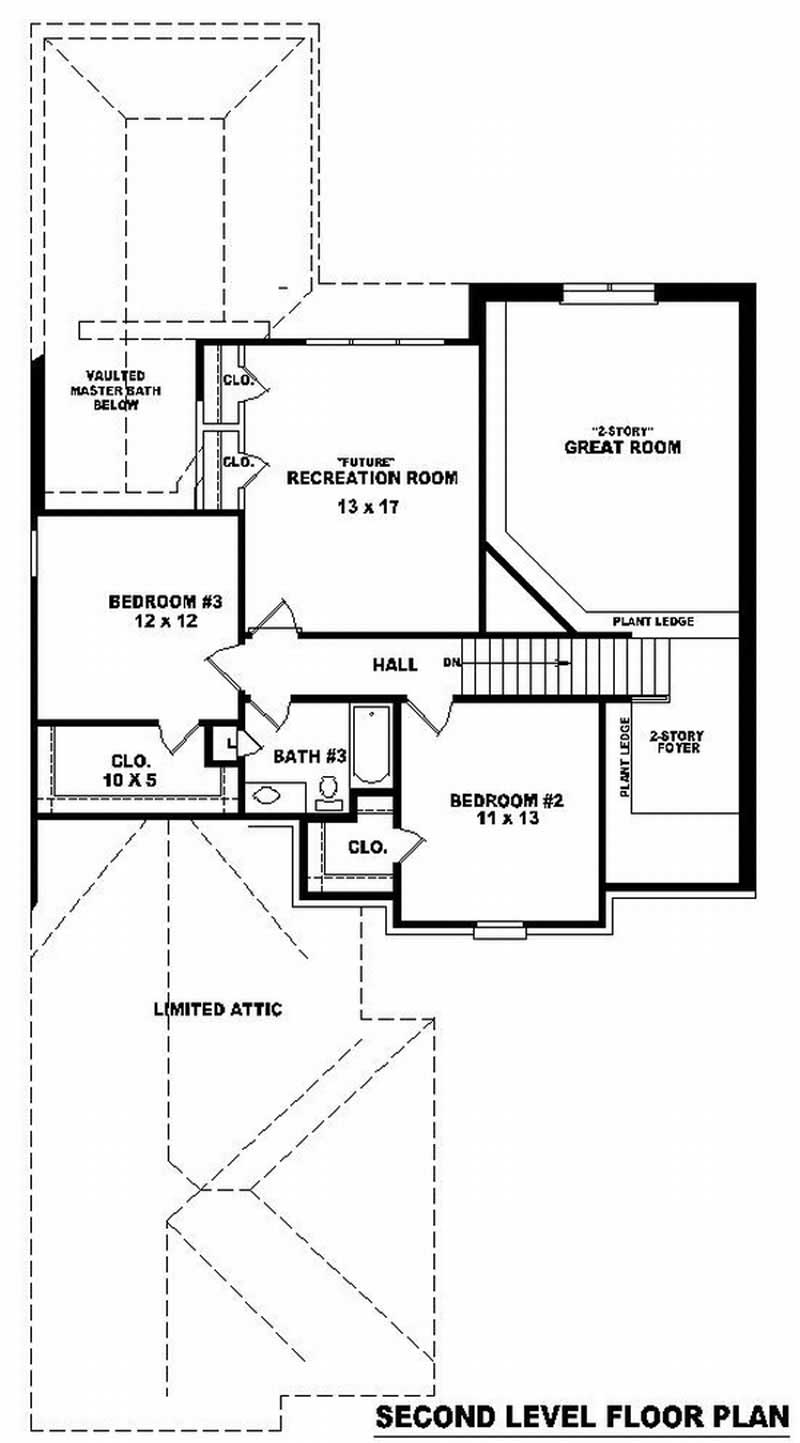 Floor Plan Second Story of French Plan #170-2944
