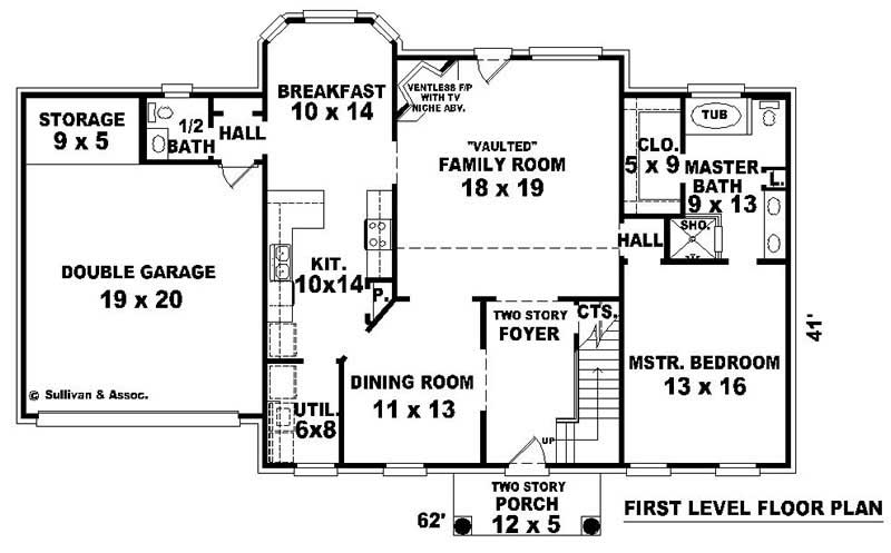 Floor Plan First Story of French Plan #170-2948