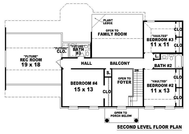 Floor Plan Second Story of French Plan #170-2948
