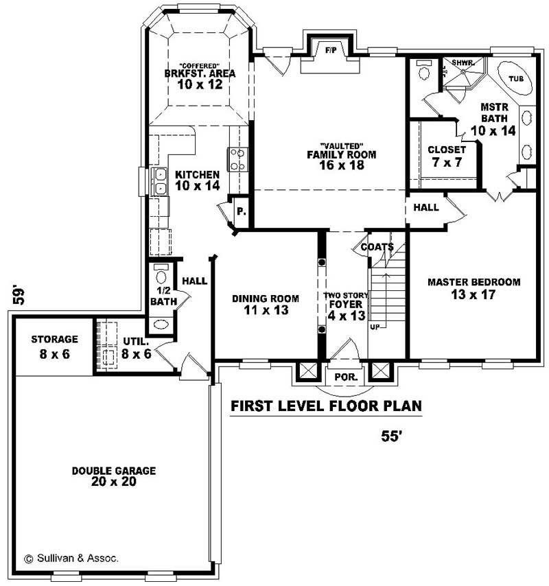 Floor Plan First Story of French Plan #170-2949