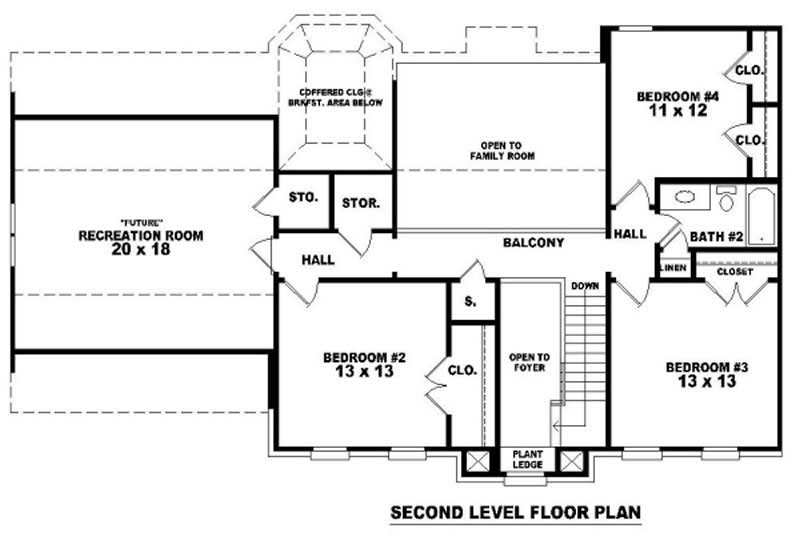 Floor Plan Second Story of French Plan #170-2950