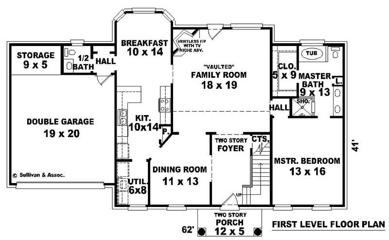 Floor Plan First Story of French Plan #170-2952