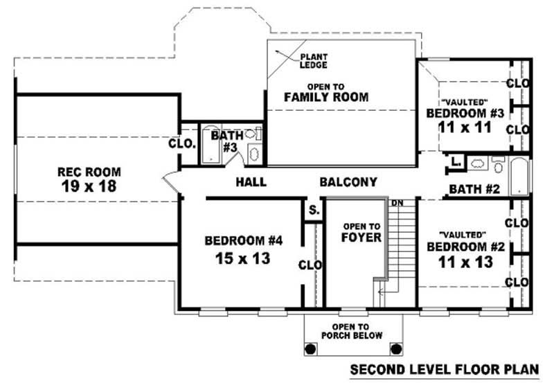 Floor Plan Second Story of French Plan #170-2952