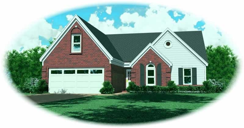 Front view of French home (ThePlanCollection: House Plan #170-2953)