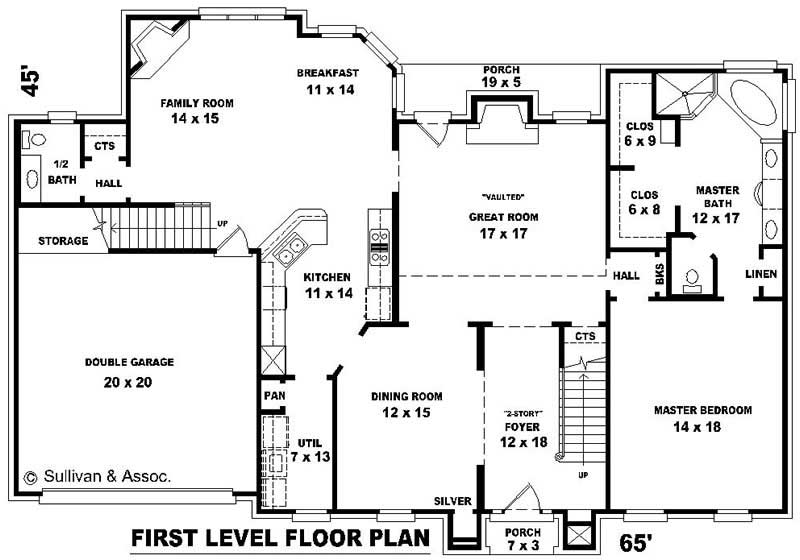 Floor Plan First Story of French Plan #170-2957