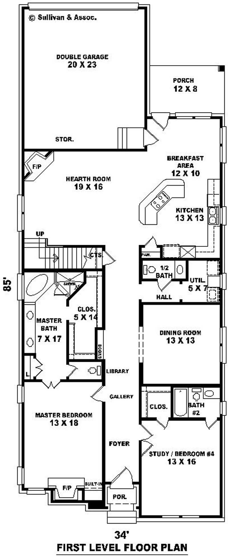 Floor Plan First Story of Craftsman Plan #170-2960