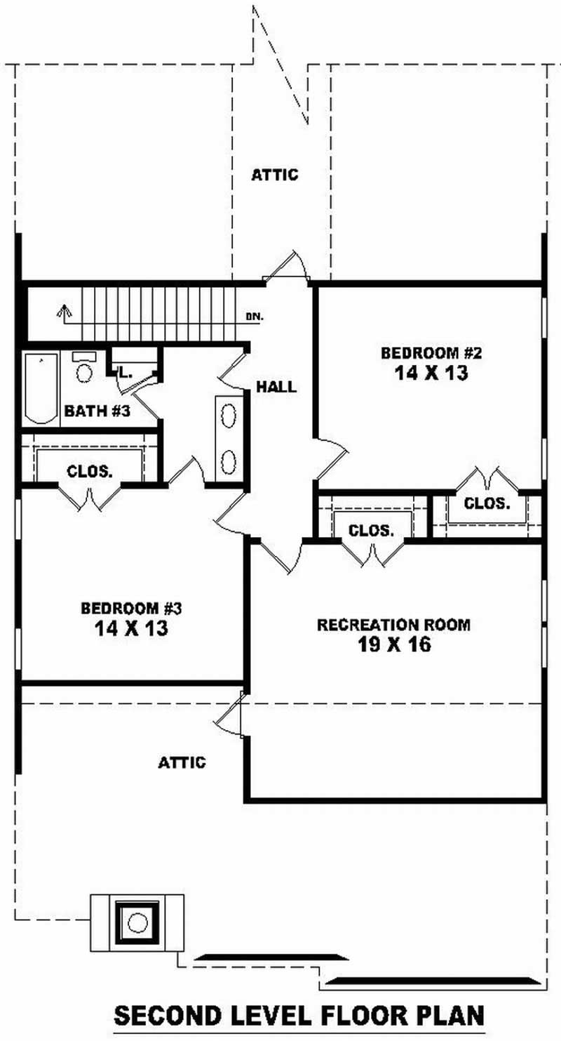 Floor Plan Second Story of Craftsman Plan #170-2960