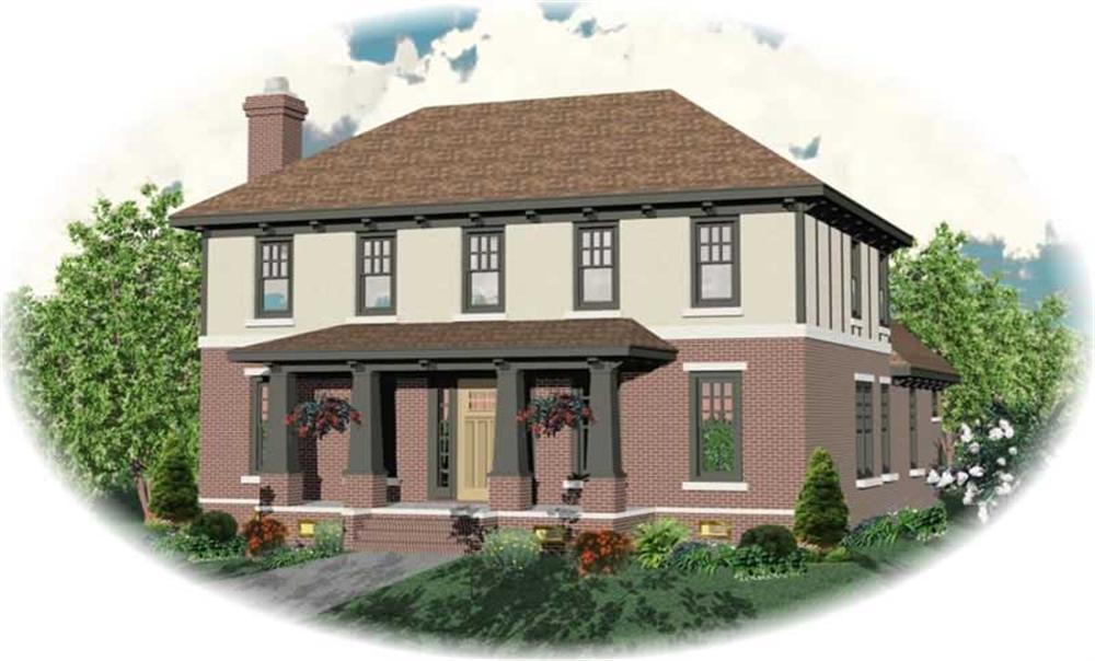 Front view of Craftsman home (ThePlanCollection: House Plan #170-2961)