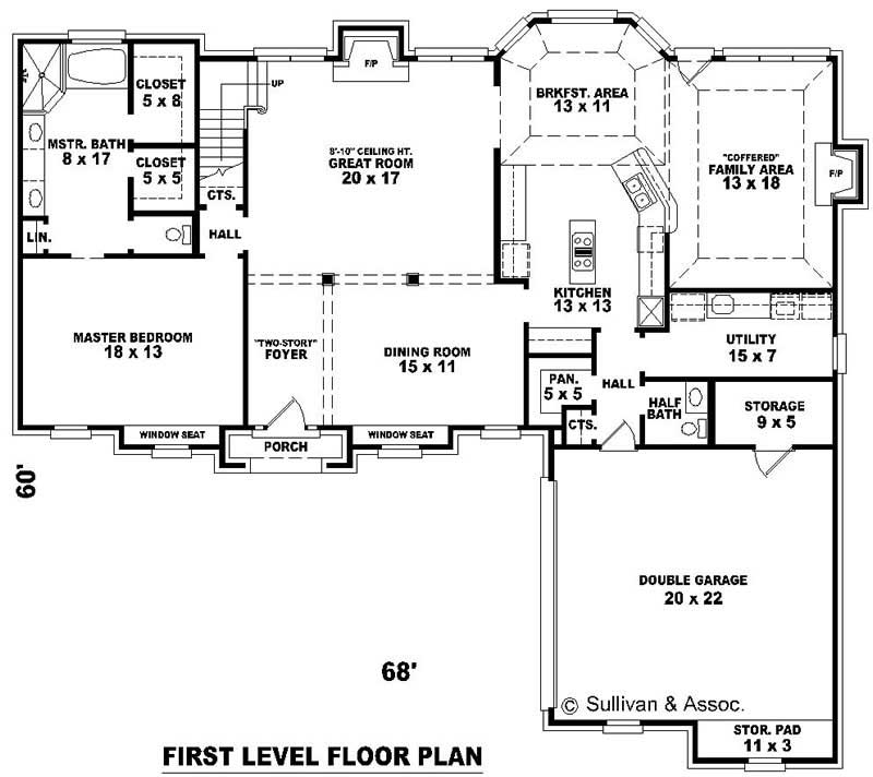 Floor Plan First Story of French Plan #170-2967