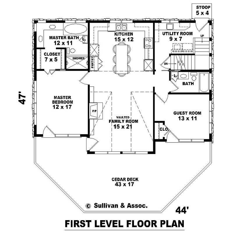 Floor Plan First Story of Country Plan #170-2971
