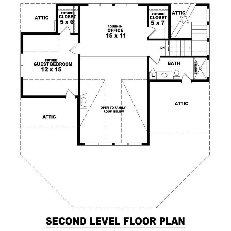 Floor Plan Second Story of Country Plan #170-2971