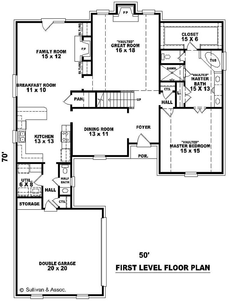 Floor Plan First Story of French Plan #170-2972