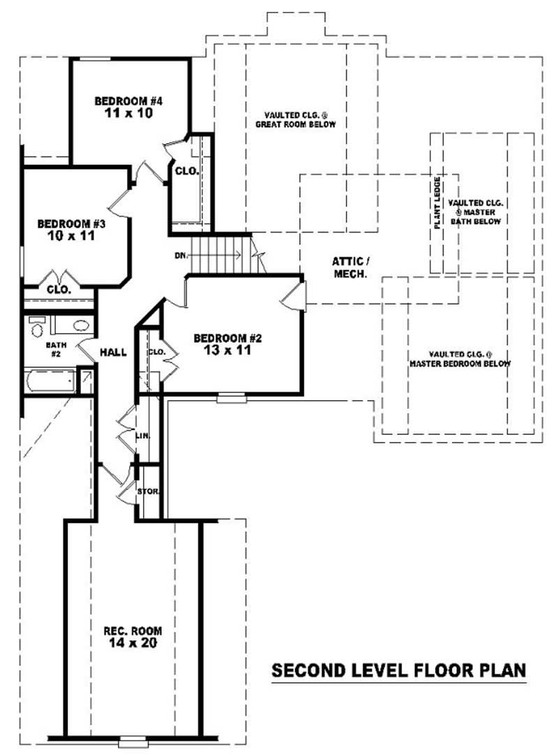 Floor Plan Second Story of French Plan #170-2972